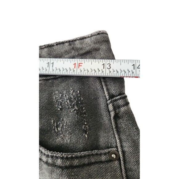 Princess Polly Ankle Zip‎ Jeans Women's Size 4 Black High Waisted Distressed - Picture 3 of 8